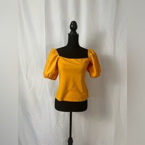 Puff sleeve top gold